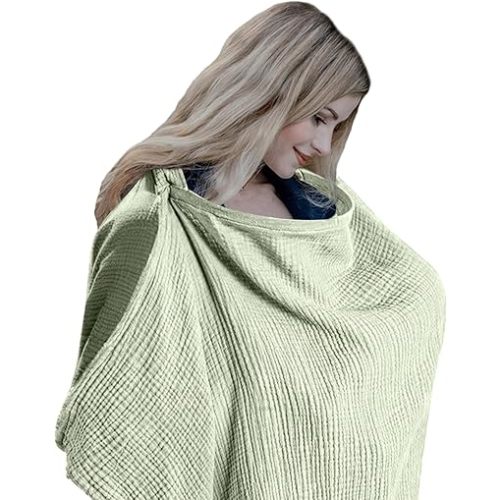 Comfortable Breastfeeding Baby Cover for Mom's Privacy Protection with Rigid and Breathable Breastfeeding Cover Multi Purpose Apron Cover Shawl Breastfeeding Cover - 100% （Muslin） Cotton
