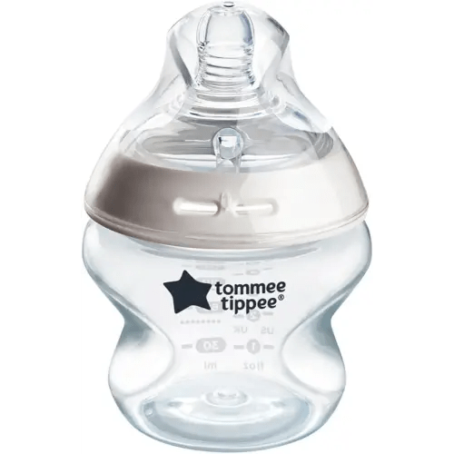 Tommee Tippee Closer to Nature Baby Bottle, Breast-Like Nipple with Anti-Colic Valve, 5oz, 1 Count, Includes Newborn Pacifier
