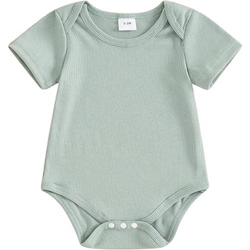 Mubineo Baby Boy Girl Summer Clothes Basic Plain Short Sleeve Romper Bodysuit Newborn Infant Rib Knit Tops Clothes