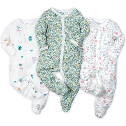 Baby Boys Girls Cotton Footies Multi Pack Long Sleeve Baby Footed One-Piece Jumpsuit Multi Pack