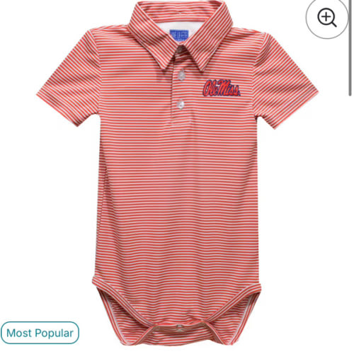 Ole Miss Rebels Vive La Fete Infant Polo Pencil Stripe Bodysuit - Red