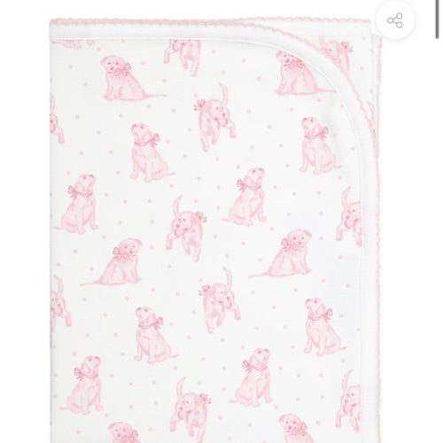 Pink Puppy Love Print Blanket