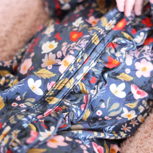 Midnight Meadow Ruffle Zipper Footie