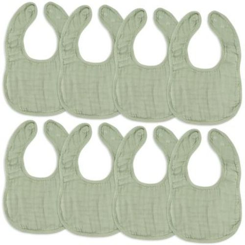 Muslin Cotton Baby Bibs, 8 Pack, Adjustable Size With Easy Snaps, Soft And Super Absorbent, Washable And Reusable By Comfy Cubs - Sand