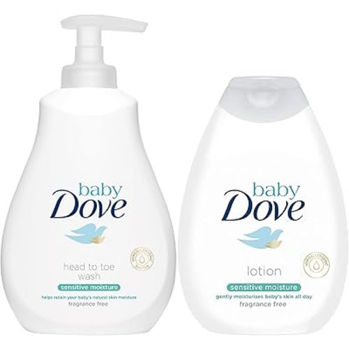 Baby Dove Sensitive Moisture Bundle: Tip to Toe Wash and Lotion, 13 Ounce Each
