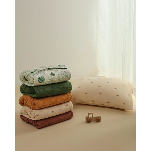 Muslin Bassinet Sheet for Baby Boy and Girl, Ultra Soft Bedside Bassinet Sheets Fitted for Oval, Rectangle and Hourglass Mattress Pad, 2 Pack (Monstera Leaves&Dark Green) - Monstera Leaves&dark Green - Bassinet Sheets 2 Pack