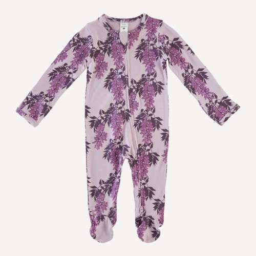 long sleeve zipper footie | violet wisteria | bamboo