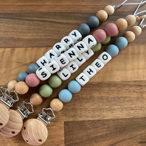 Personalized Silicone Pacifier Clip with Name Custom Stroller Clip Holder for Girls Boys