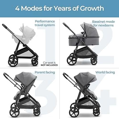 Mompush Wiz 2-in-1 Convertible Baby Stroller with Bassinet Mode, Foldable Infant Stroller with Reversible Seat and Large UPF 50+ Canopy