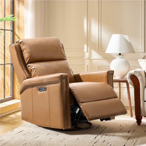Winston Porter Medlin Transitional Faux Leather Dual Motor Swivel Rocker Recliner with USB Ports & Reviews | Wayfair