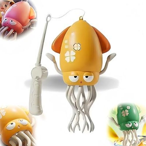 Dancing Octopus Toy, 8-Leg Auto-Dance Octopus Toy Crawling Dancing Automatic Obstacle Sensor Toys Smart-Tentacle Self-Navigating Robotic Pet Toys for Indoor Pet (Yellow)