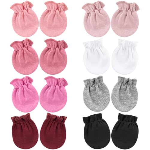 BQUBO Newborn Infant Toddler Mittens No Scratch Cotton Elastic Wrist Gloves Hypoallergenic for 0-6 Months Baby Boys Girls