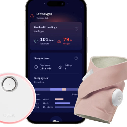 Owlet Dream Sock - FDA-Cleared Smart Baby Monitor - Track Live Pulse (Heart) Rate, Oxygen in Infants - Receive Notifications - Dusty Rose