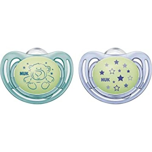NUK Airflow Glow-in-The-Dark Pacifiers, Baby Boys, 0-6 Months, 2 Pack, 0.09 Pounds