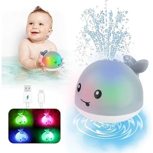 Toddla Whale Bath Toy Sprinkler - Bath Toys for Toddlers 1-3 - Light Up Water Whale Bath Toy - Bathtub Toys for Infants 6-12 Months Toddlers Age 2-4 Birthday Gift for 1 2 3 4 5 Year Old Boys Girlds