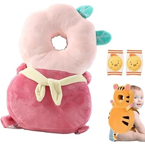 Baby Walker Head Protector Backpack Wear,Toddler Adjustable Baby Head Protection Backpack for Safety Baby Learning Walking Crawling (Pigs)