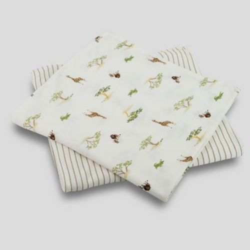 Milkberry 2 Pack Luxury Rayon Of Bamboo Muslin Swaddle Blanket For Baby Boy Zoo Animal Brown Striped