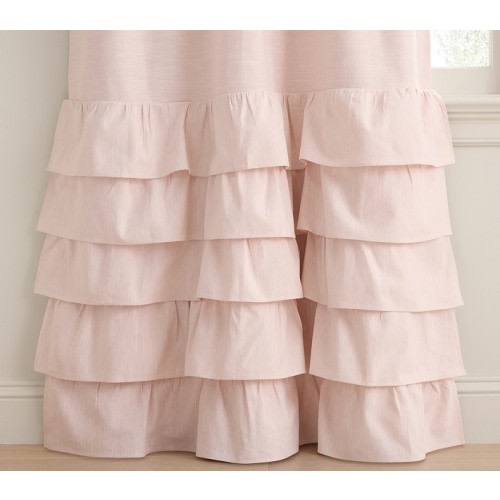 Evelyn Linen Blend Ruffle Bottom Blackout Curtain