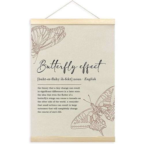 Inspirational Butterfly Effect Definition Poster Hanger Frame, Motivational Hanging Wall Art Decor for Classroom Office Girls Dorm Room Bedroom, Aesthetic Positive Affirmations Prints Pictures, 12x16