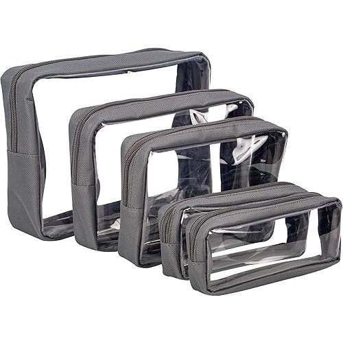 TSA Approved 5-Piece Diaper Bag Organizer Pouch Set Clear Waterproof TPU Kids Toiletry Storage Set Travel Packing Clutch Cube Bags for Baby Nursing