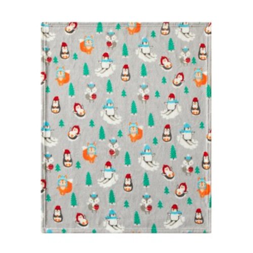 Parent's Choice 30" x 36" Penguin Plush Baby Blanket, Grey