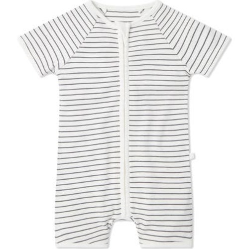 Stripe Fitted One-Piece Short Pajamas, 6-9M