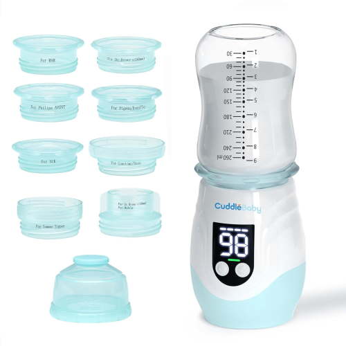 Portable Bottle Warmer for Travel, Cordless Baby Bottle Warmer, Rechargeable, 8 Adapters, 1 Milk Powder Container, Compatible with Most Bottle, Fast Heating, White