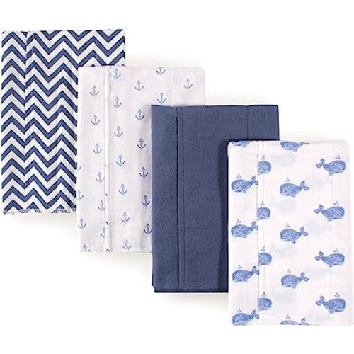 Hudson Baby Unisex Baby Cotton Flannel Burp Cloths, Whale, One Size