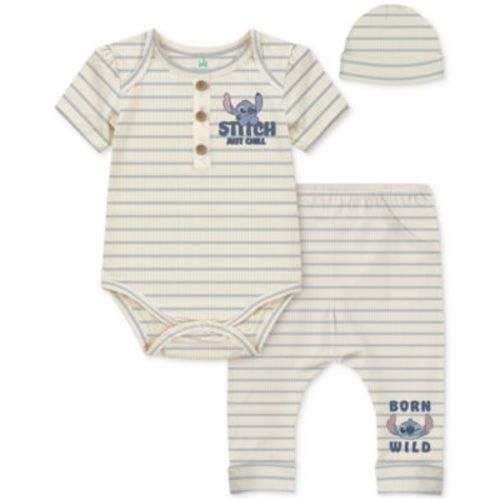 Baby Boys 3-Pc. Stitch Stripe Bodysuit, Pants & Hat Set