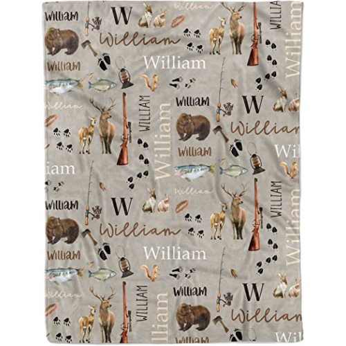 Arteaga Baby Blankets for Boys, Customized Baby Blankets for Boys, Hunting Fishing Name Baby Blanket, Best Gift for Baby, Newborn, New Mom, Super Soft Plush Fleece, 30''x40''