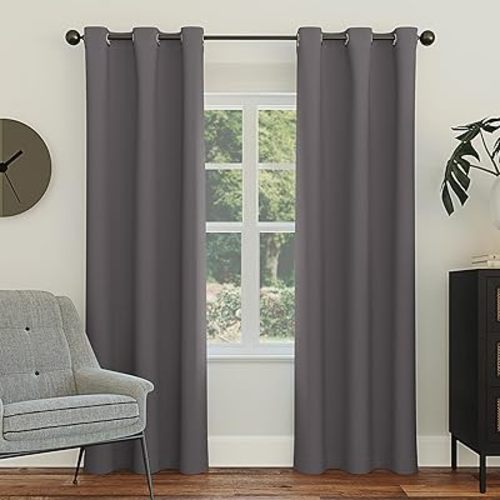 Sun Zero Easton Energy Saving Blackout Grommet Curtain Panel, 40" x 54", Charcoal