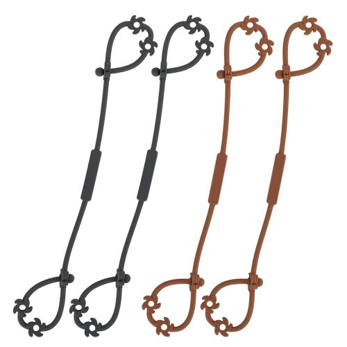 Toy Safety Straps, Food Grade Silicone Pacifier Clips Sippy Cup Strap Stretchable Adjustable for Strollers, High Chair, Cribs, Hanging Baskets, 4 Pack (Clay x2 / Dark Grey x2)