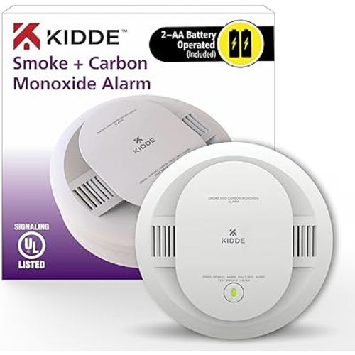 Kidde Smoke & Carbon Monoxide Detector, AA Battery Powered, LED Warning Light Indicators