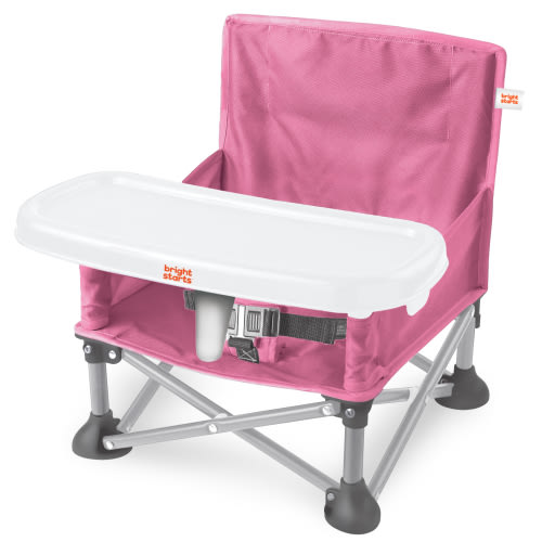 Bright Starts Pop ‘N Sit Portable Booster Seat, Pink, 6+ Months