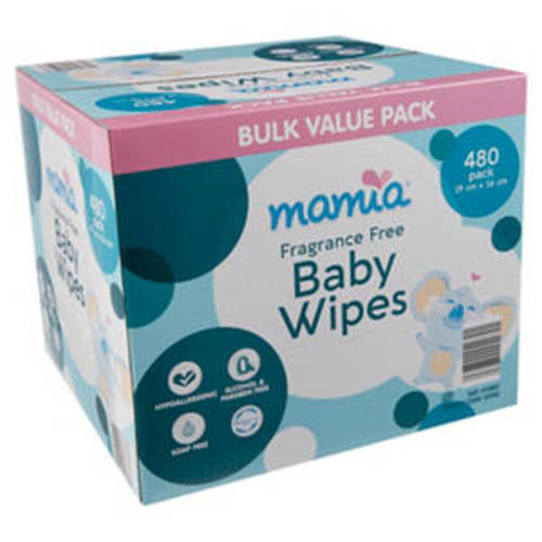Baby Wipes Fragrance Free 480 Pack
