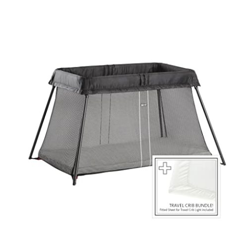 BabyBjörn Travel Crib Light + Fitted Sheet, Black