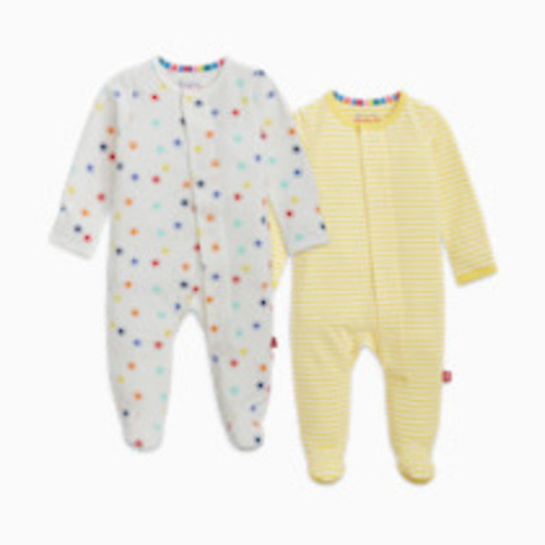 Magnetic Me Cloudstretch Magnetic Footie (2-Pack) - Yellow Multi, 3-6 M