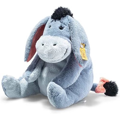 Steiff Disney Soft Cuddly Friends Eeyore, Premium Stuffed Animal, Bluish Gray, Over 9.5" Tall,024603
