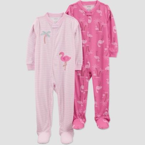 Carter's Just One You® Toddler Girls' 2pk Flamingoes Footed Pajama - Pink 18M: Polyester, Long Sleeve
