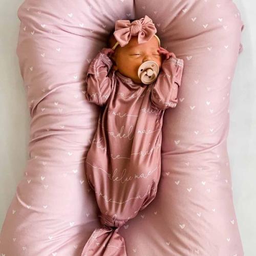 Custom Solid Dusty Rose Personalized Newborn Baby Knot Gown | Caden Lane