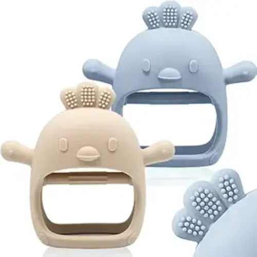 2 Pack Baby Teething Toy Silicone Teething Mitten for Babies Over 3 Months Anti Dropping Wrist Hand Teethers Baby Chew Toys for Sucking Needs, BPA Free