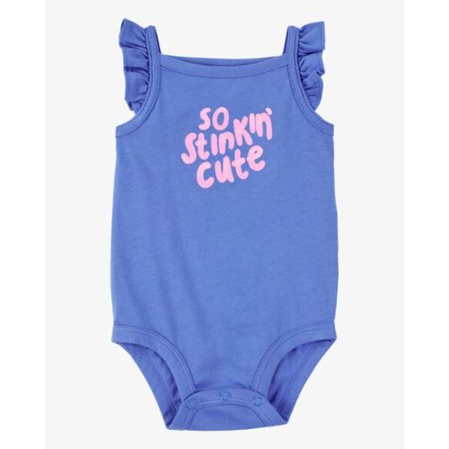 Baby So Stinkin' Cute Flutter-Sleeve Bodysuit - Blue - Carter's | Carter's