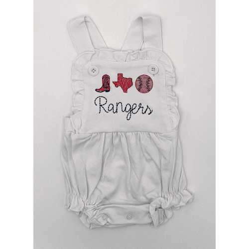 Texas Rangers Embroidered Sunsuit Bubble | Girls Boys Rangers Outfit Toddler Baby | Custom Rangers Baseball Outfit