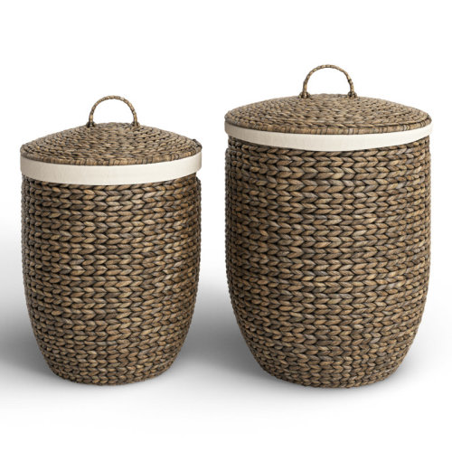 Seagrass Handmade Decorative and Functional Storage Basket with Liner and Matching Tops