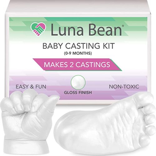 Luna Bean Baby Keepsake Hand Casting Kit - Plaster Hand Molding Casting Kit for Infant Hand & Foot Molding - Baby Casting Kit for First Birthday, Christmas & Newborn Gifts - (Clear Sealant - Gloss)