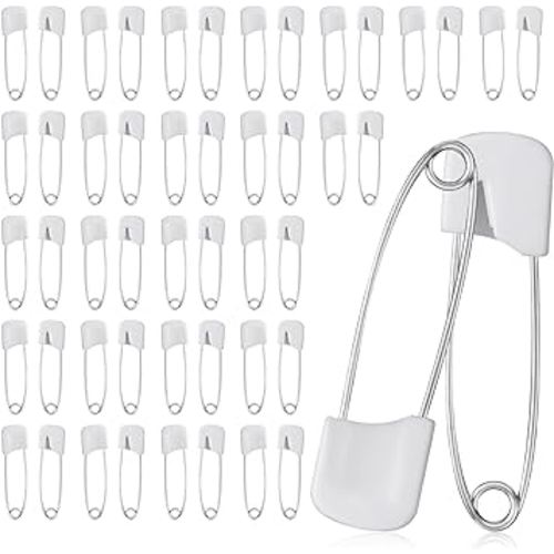 50 Pcs Baby Safety Pins 1.6 Inch Baby Diaper Pins Plastic Safety Pin Diaper Pins for Cloth Diapers Stainless Steel Diaper Pins No Rust with Locking Closures for Baby Cloth Diaper Nappy