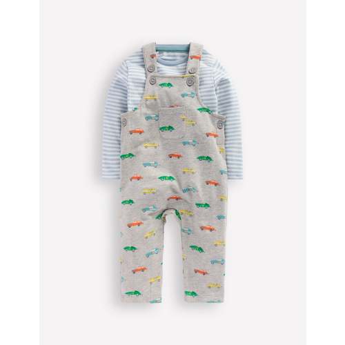 Jersey Overalls Set-Grey Marl Cars