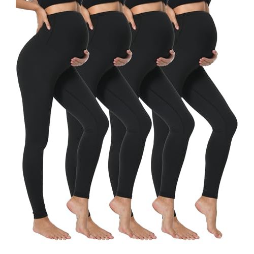 Dalavch 4 Pack Women's Maternity Leggings Over The Belly High Waisted Yoga Workout Pregnancy Pants Activewear for Women