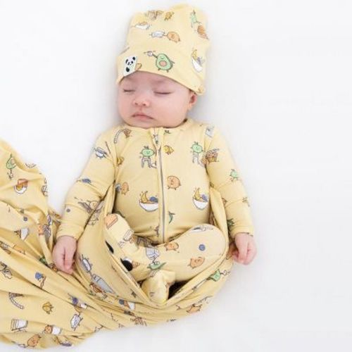 Bellabu Bear Baby Love You Brunches Bamboo Convertible Footie Yellow Newborn