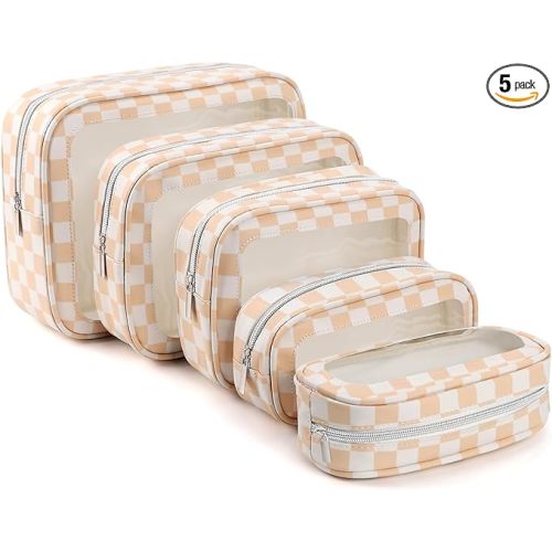 YOPCDJ 5PCS Diaper Bag Organizer Pouch Set, TSA Approved Toiletry Bag，Clear Waterproof TPU Makeup Bag Set Travel Organizer Bags for Women and Kids